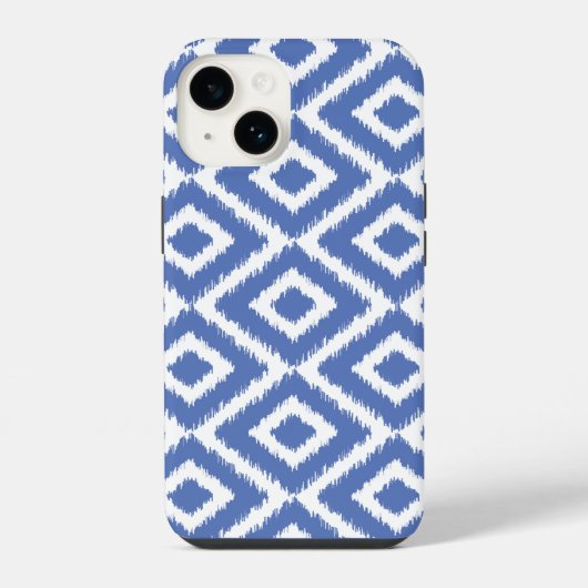 Coque Pour iPhone 14 Diamants Ikat Bleus (Verso)