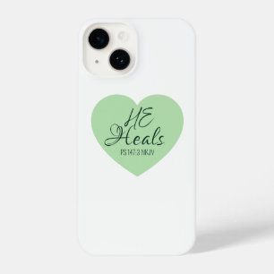 Coque Pour iPhone 14 Dieu guérit les cœurs brisés Vert tendre encourage