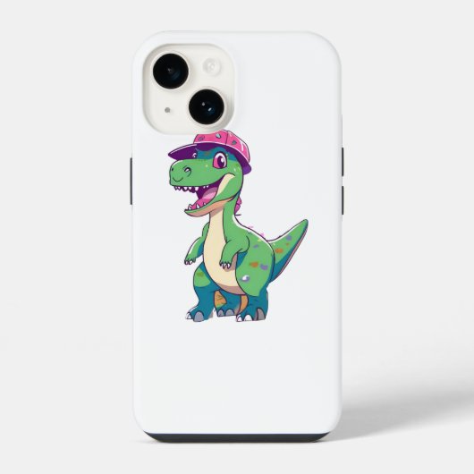 Coque Pour iPhone 14 dinosaure drôle (Verso)