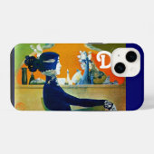 COQUE POUR iPhone 14 DIVA EN BLEU, MONOGRAMME DE MODE BEAUTÉ (Verso Horizontal)