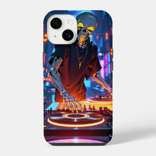 Coque Pour iPhone 14 DJ squelette (Verso)