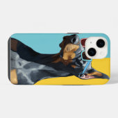 Coque Pour iPhone 14 Doberman cool avec des lunettes de soleil (Verso Horizontal)