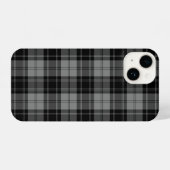 Coque Pour iPhone 14 Douglas tartan noir gris plaid (Verso Horizontal)