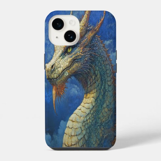 Coque Pour iPhone 14 🐉 Dragon à l'échelle de la tempête (Verso)