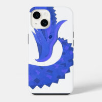 Dragon au cœur bleu sur fond blanc