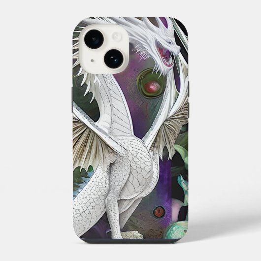 Coque Pour iPhone 14 Dragon Blanc (Verso)