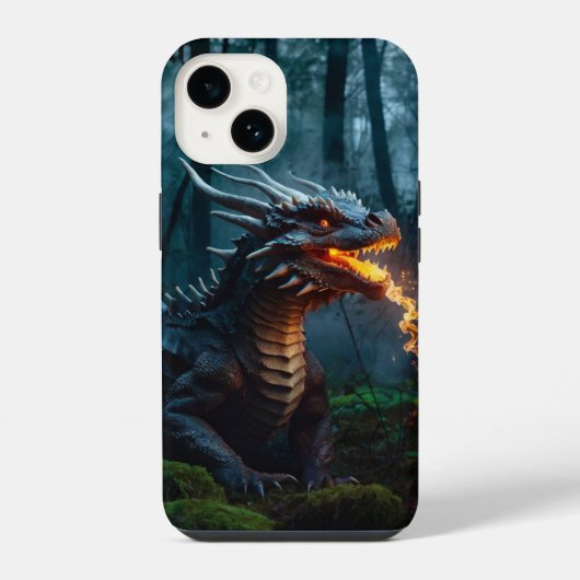 Coque Pour iPhone 14 Dragon de forêt (Verso)