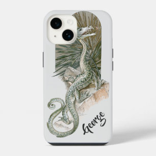 Coque Pour iPhone 14 Dragon Lézard Mythique sur des Roches, Mythologie