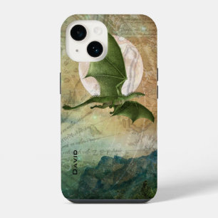 Coque Pour iPhone 14 Dragon Volant Vert Personnalisé