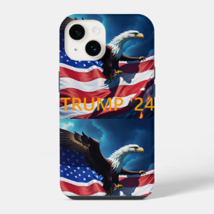 Coque Pour iPhone 14 Drapeau Américain Aigle Américain TRUMP 2024
