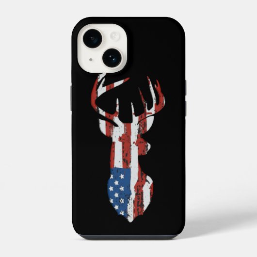 Coque Pour iPhone 14 Drapeau américain Deer (Verso)