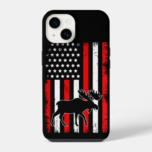 Coque Pour iPhone 14 Drapeau américain d'élan (Verso)