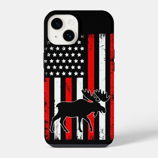 Coque Pour iPhone 14 Drapeau américain d'élan (Verso)
