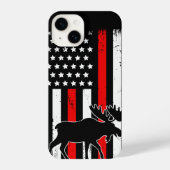 Coque Pour iPhone 14 Drapeau américain Moose (Verso)