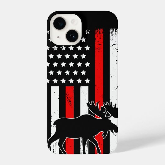 Coque Pour iPhone 14 Drapeau américain Moose (Verso)