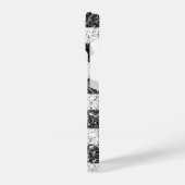 Coque Pour iPhone 14 Drapeau américain noir blanc brillant argent Monog (Côté gauche)