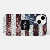 Coque Pour iPhone 14 Drapeau américain rouge blanc bleu rustique scinti (Verso Horizontal)