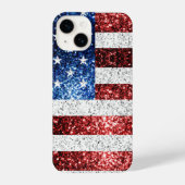 Coque Pour iPhone 14 drapeau américain rouge blanc brillant parties sci (Verso)