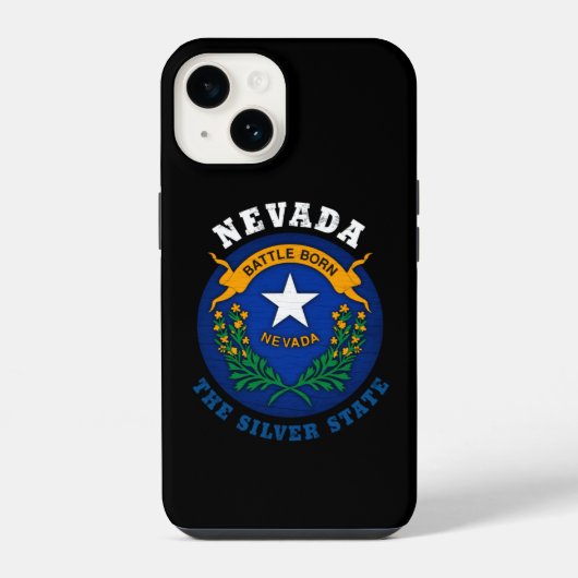 COQUE POUR iPhone 14 DRAPEAU ARGENTÉ DE L'ÉTAT DU NEVADA (Verso)