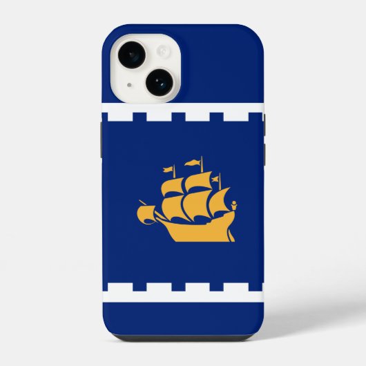 Coque Pour iPhone 14 Drapeau de la ville de Québec (Verso)