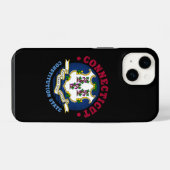 COQUE POUR iPhone 14 DRAPEAU DE L'ÉTAT CONSTITUTIONNEL DU CONNECTICUT (Verso Horizontal)