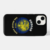 COQUE POUR iPhone 14 DRAPEAU DE L'ÉTAT DU BEAVER D'OREGON (Verso Horizontal)