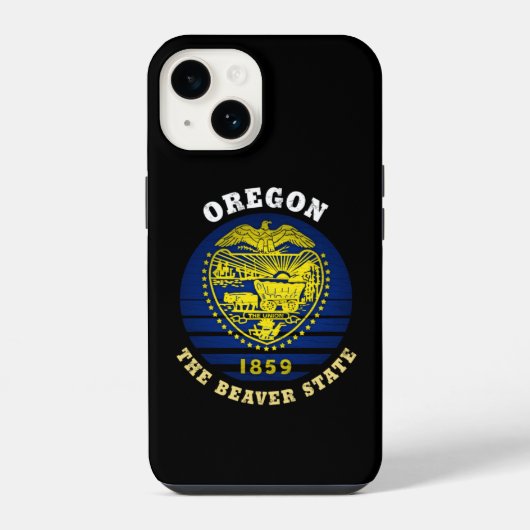 COQUE POUR iPhone 14 DRAPEAU DE L'ÉTAT DU BEAVER D'OREGON (Verso)