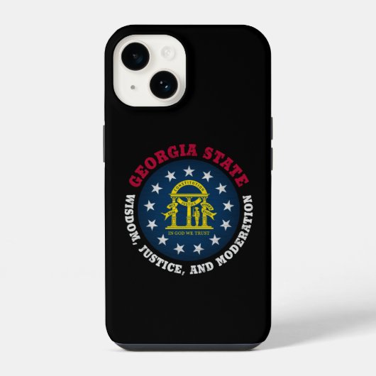 COQUE POUR iPhone 14 DRAPEAU DE L'ÉTAT GEORGIA PEACH (Verso)