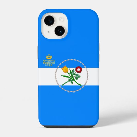 Coque Pour iPhone 14 Drapeau de Queens, NY (Verso)