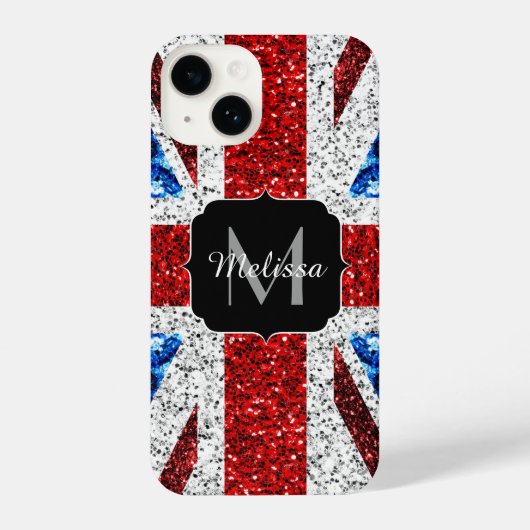 Coque Pour iPhone 14 Drapeau rouge bleu blanc brillant parties scintill (Verso)