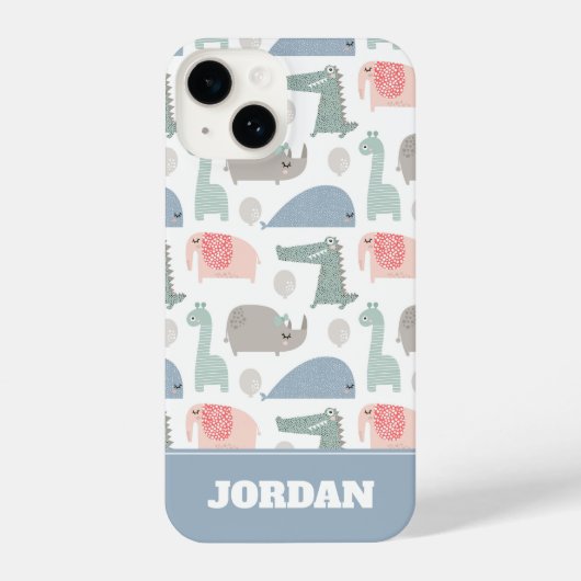 Coque Pour iPhone 14 Drôle Visage mignon Doodle Motif animal (Verso)