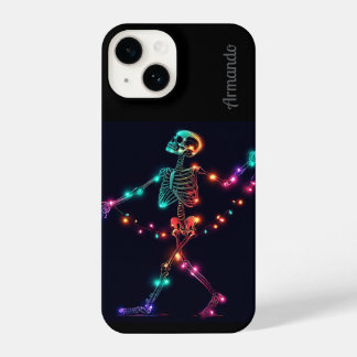 Coque Pour iPhone 14 Éclairage de Noël de squelette personnalisé