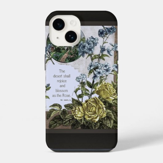 Coque Pour iPhone 14 Écriture Avec Des Roses (Verso)