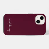 Coque Pour iPhone 14 Écriture Bourgogne | Monogramme Moderne Élégant (Verso Horizontal)