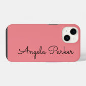 Coque Pour iPhone 14 Écriture manuscrite simple rose professionnel Nom (Verso Horizontal)