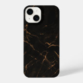 Coque Pour iPhone 14 Elegant Black Stone Marble Pattern (Verso)