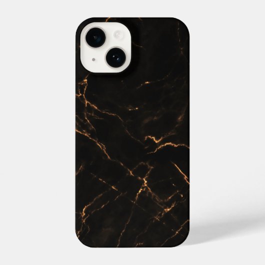 Coque Pour iPhone 14 Elegant Black Stone Marble Pattern (Verso)