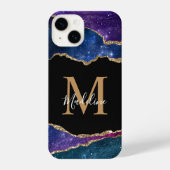 Coque Pour iPhone 14 Élégant Galaxy Gold Agate Géode Monogramme (Verso)