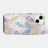 Coque Pour iPhone 14 Elegant Gold Botanical Marble Mongram (Verso Horizontal)