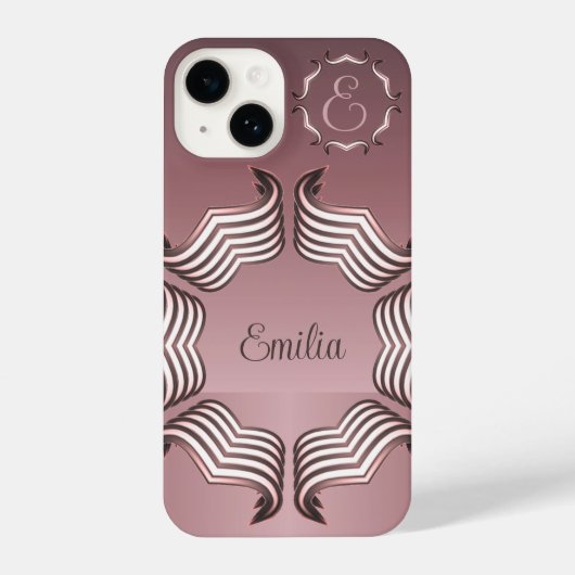 Coque Pour iPhone 14 Élégant moderne Peeking Heart Monogramme (Verso)