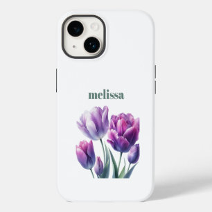 Coque Pour iPhone 14 Élégant monogramme violet personnalisé