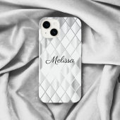 Coque Pour iPhone 14 Elégant Personnalisé Silver Grey Diamond Luxe