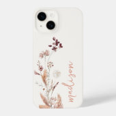 Coque Pour iPhone 14 Élégant script Monogram Boho Fleur sauvage (Verso)