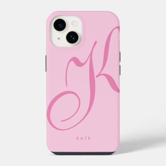 Coque Pour iPhone 14 Élégant stylé Simple Pink Nom de script (Verso)