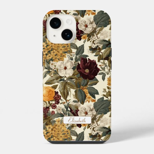 Coque Pour iPhone 14 Elégante Hydrangée Vintage Fleurs (Verso)
