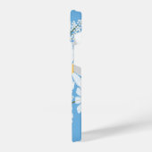 Coque Pour iPhone 14 Elégante marguerite florale blanche sur bleu (Côté gauche)