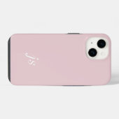 Coque Pour iPhone 14 Élégantes Initiales Monogramme Rose Pâle Blanc Mod (Verso Horizontal)