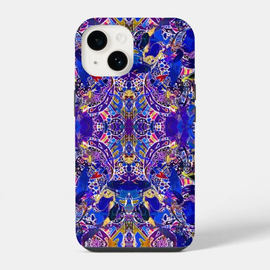 Coque Pour iPhone 14 Éléments abstraits bleus mignons (Verso)