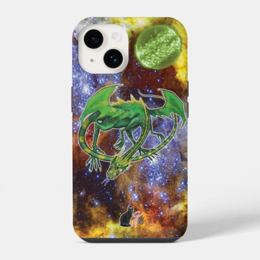 Coque Pour iPhone 14 Emerald Cosmic Dragon Coque-Mate coque iphone (Verso)