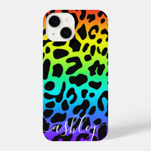 Coque Pour iPhone 14 Empreinte de léopard arc-en-ciel